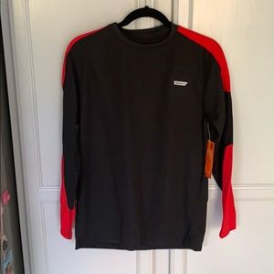 Red and black long sleeve t-shirt